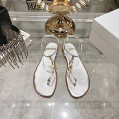 DIORIVIERA C'EST THONG SANDAL SILVER AQUAMARINA CALFSKIN