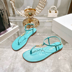 DIORIVIERA C'EST THONG SANDAL SKY BLUE AQUAMARINA CALFSKIN
