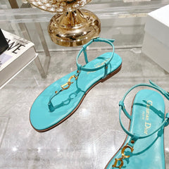 DIORIVIERA C'EST THONG SANDAL SKY BLUE AQUAMARINA CALFSKIN