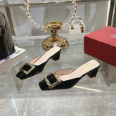 BELLE VIVIER MULES IN BLACK PATENT CALFSKIN