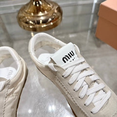 PLUME NAPPA SNEAKERS IN OFF WHITE SUEDE AND CANVAS