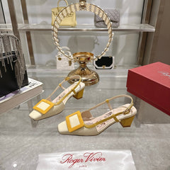 VIVIER SLINGBACK 45 IN YELLOW CALFSKIN