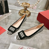 ROGER VIVIER 25S TROMPETTE BALLERINAS 25MM IN BLACK PLAID PATTERN CANVAS