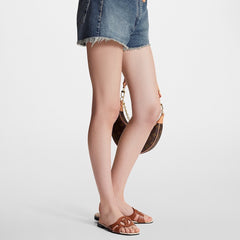 LV WOMEN ISOLA FLAT MULE IN CINNAMON BROWN SHEEPSKIN