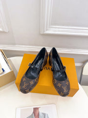 LV WOMEN ROMY HIGH BALLERINA IN CHOCOLATE BROWN MONOGRAM LAMBSKIN