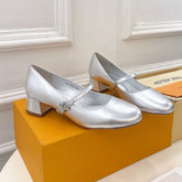 LV WOMEN ROMY HIGH BALLERINA IN SILVER METALLIC LAMBSKIN