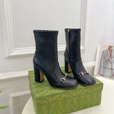 HORSEBIT ANKLE BOOTS 9.5CM IN BLACK SHEEPSKIN