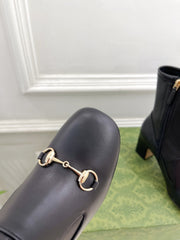 HORSEBIT ANKLE BOOTS 6.5CM IN BLACK SHEEPSKIN