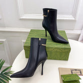 SIGNORIA SHORT BOOTS 10.5CM IN BLACK CALFSKIN