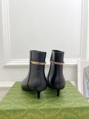 SIGNORIA SHORT BOOTS 4.5CM IN BLACK CALFSKIN