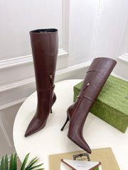 SIGNORIA KNEE BOOTS 4.5CM IN WALNUT BROWN CALFSKIN