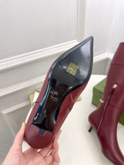 SIGNORIA KNEE BOOTS 4.5CM IN BURGUNDY RED CALFSKIN