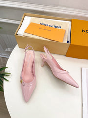 HIGH SLINGBACKS 5 CM IN BABY PINK CALFSKIN