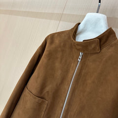 HERMES 25S CAMEL HAIR LEATHER JACKET 249