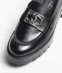 MOCCASINS BLACK CALFSKIN METAL