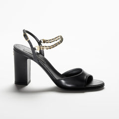 sandals black lambskin grosgrain
