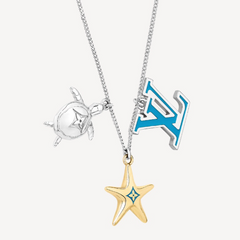 LV TURTLE STAR STARFISH SILVER GOLDURY FAS NECKLACE