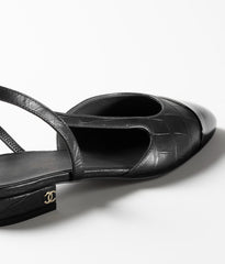 SLINGBACKS BLACK CALFSKIN PATENT