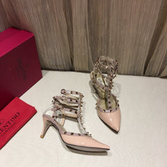 ROCKSTUD CAGED PUMP 65MM IN PEACHY MIX LIGHT PINK PATENT CALFSKIN