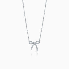 RIBBON NECKLACE BOW PENDANT DIAMOND CHARM CHAIN