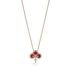 FLEUR DE LIS PINK GOLD DIAMOND NECKLACE