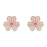 FRIVOLE PINK GOLD FLOWER DIAMOND EARRINGS