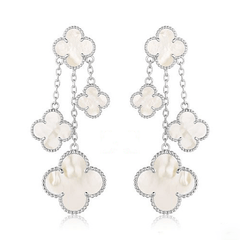 CLOVER WHITE MOP 4 MOTIFS SILVER