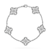 CLOVER 5 MOTIFS SILVER DIAMOND BRACELET