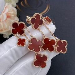 CLOVER CARNELIAN 4 MOTIFS PINK GOLD