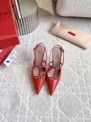 2 Rockstud Slingback 90mm Matte Red