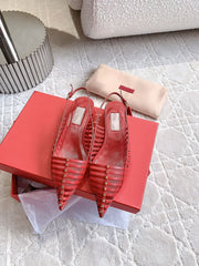 Mesh Slingback Ballerina Red