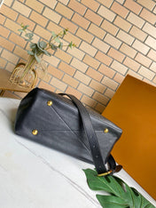 MAIDA HOBO 33CM BLACK MONOGRAM EMBOSSED GRAINED COWHIDE