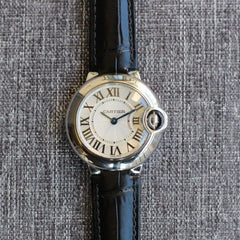 BALLON BLEU 28MM QUARTZ BLACK LEATHER