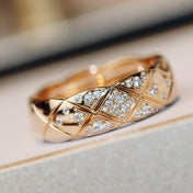 CRUSH RING 6.8MM PINK GOLD DIAMONDS QUILTED