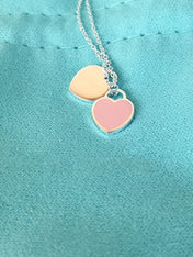DOUBLE HEART PEDANT SILVER NECKLACE