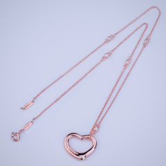 OPEN HEART PEDANT PINK GOLD NECKLACE