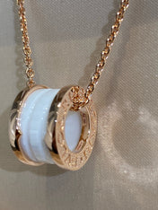 ZERO 1 WHITE CERAMIC PINK GOLD NECKLACE