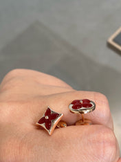 STAR AND SUN PINK GOLD CARNELIAN STUD EARRINGS
