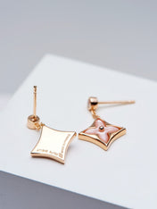 DOUBLE STAR PINK GOLD MOP DROP EARRINGS