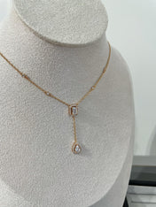 MY TWIN DIAMOND PINK GOLD TIE NECKLACE