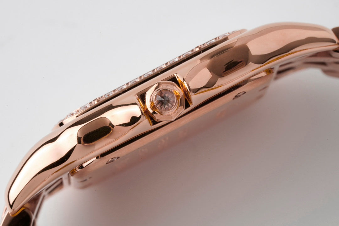 PANTHERE 27MM PINK GOLD CASE DIAMOND BEZEL WHITE DIAL