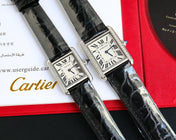 TANK MUST SMALL STEEL DIAMOND BEZEL LEATHER STRAP EWHITE DIAL