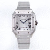 SANTOS LADY 35.1MM AUTOMATIC SILVER DIAMOND BEZEL