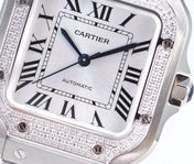 SANTOS LADY 35.1MM AUTOMATIC SILVER DIAMOND BEZEL