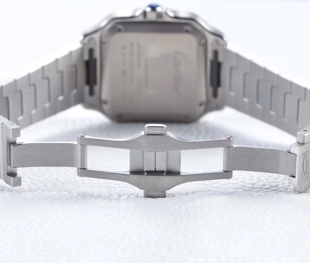 SANTOS LADY 35.1MM AUTOMATIC SILVER DIAMOND BEZEL