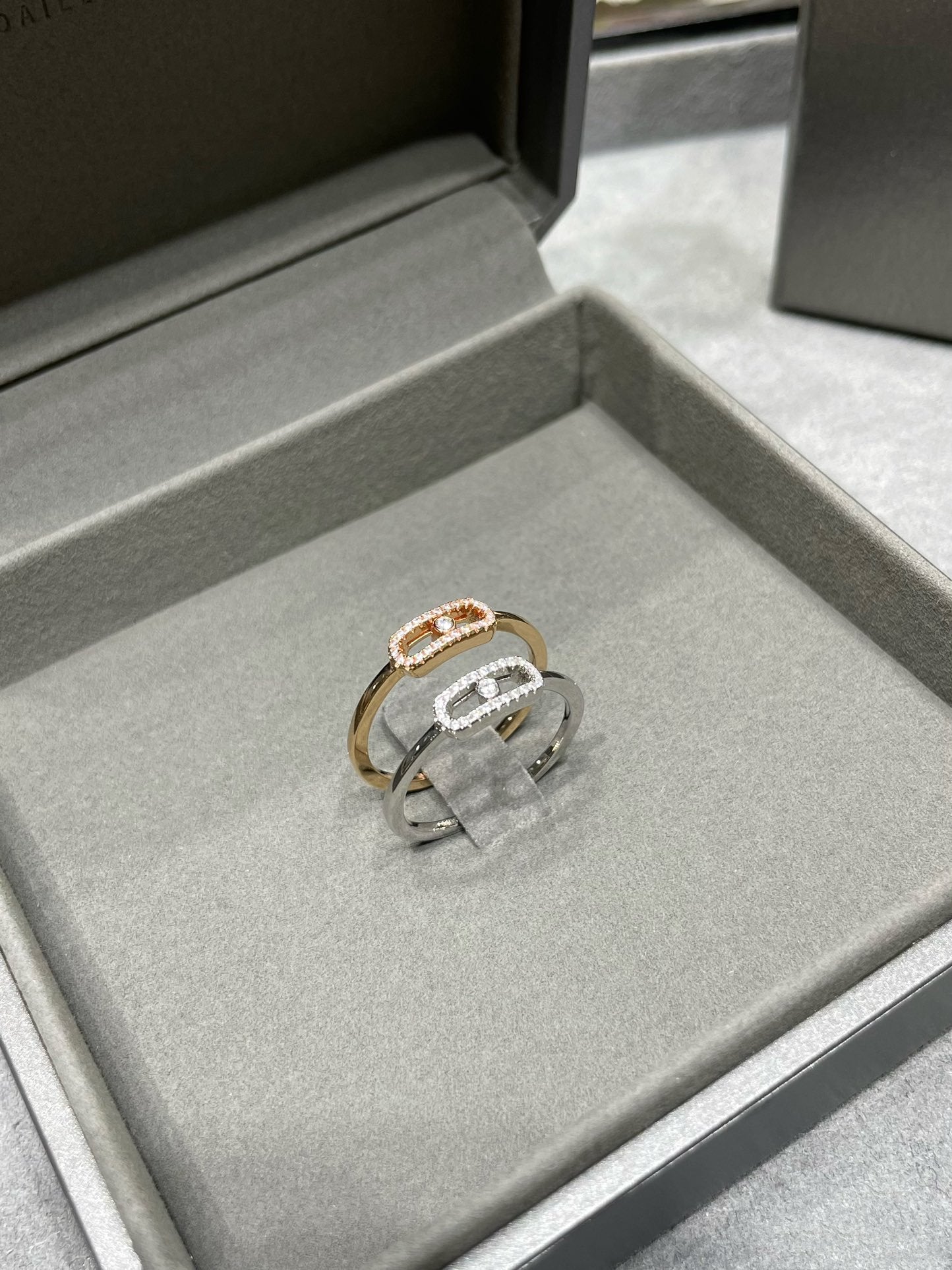 MOVE UNO PINK GOLD DIAMOND PAVED RING