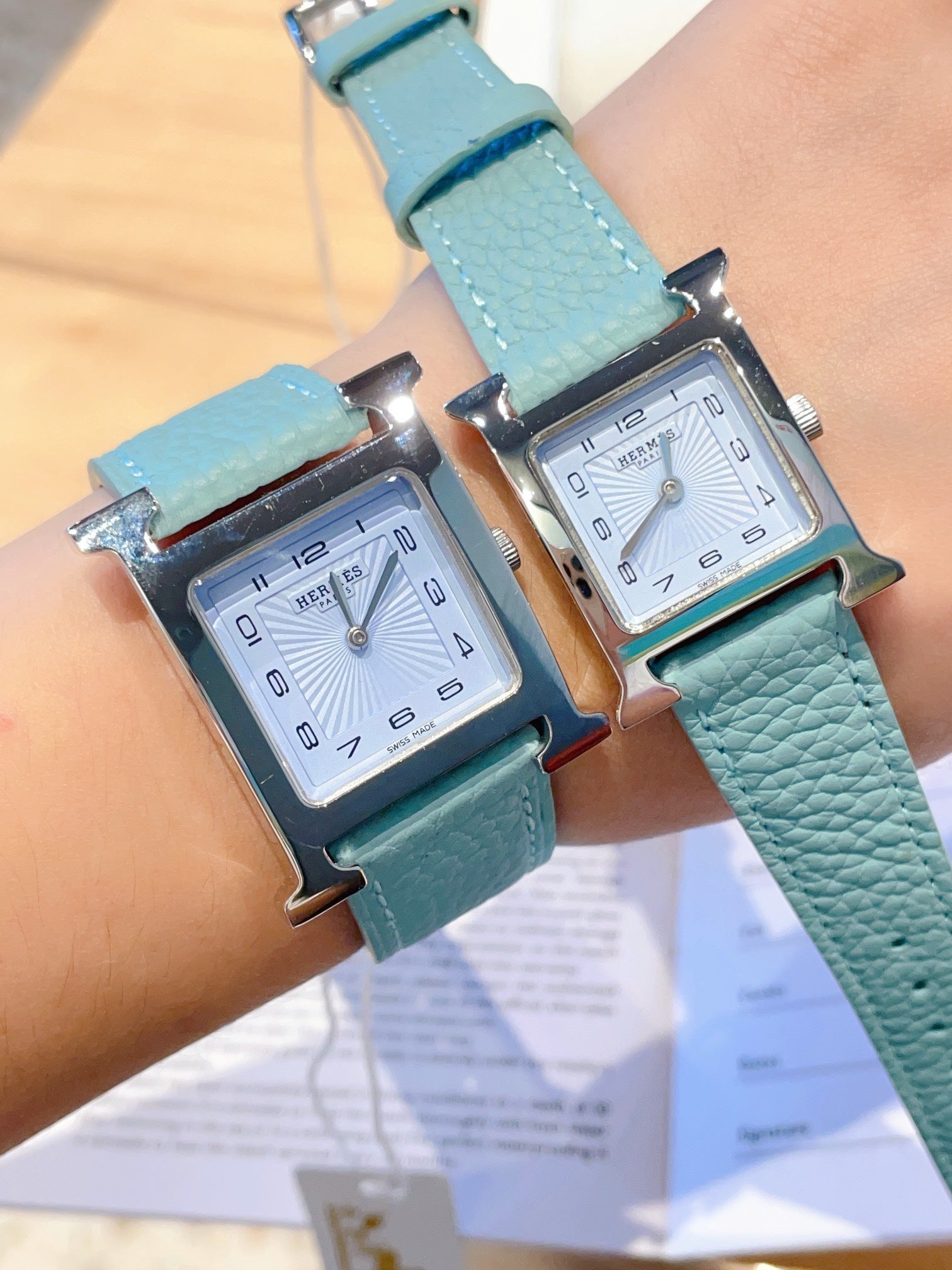 HM HEURE H 26 SILVER BLUE DIAL EPSOM LEATHER