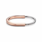 LOCK PINK GOLD SILVER DIAMOND BRACELET