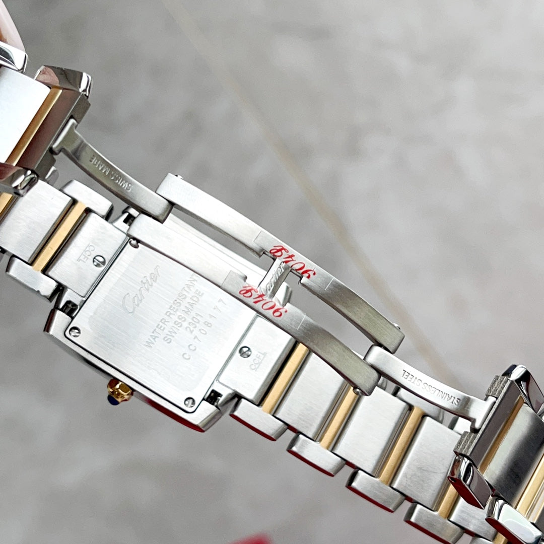 TANK FRANCAISE 28 GOLD STEEL WHITE DIAL