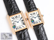 TANK SOLO PINK GOLD DIAMOND BEZEL CROCODILE LEATHER